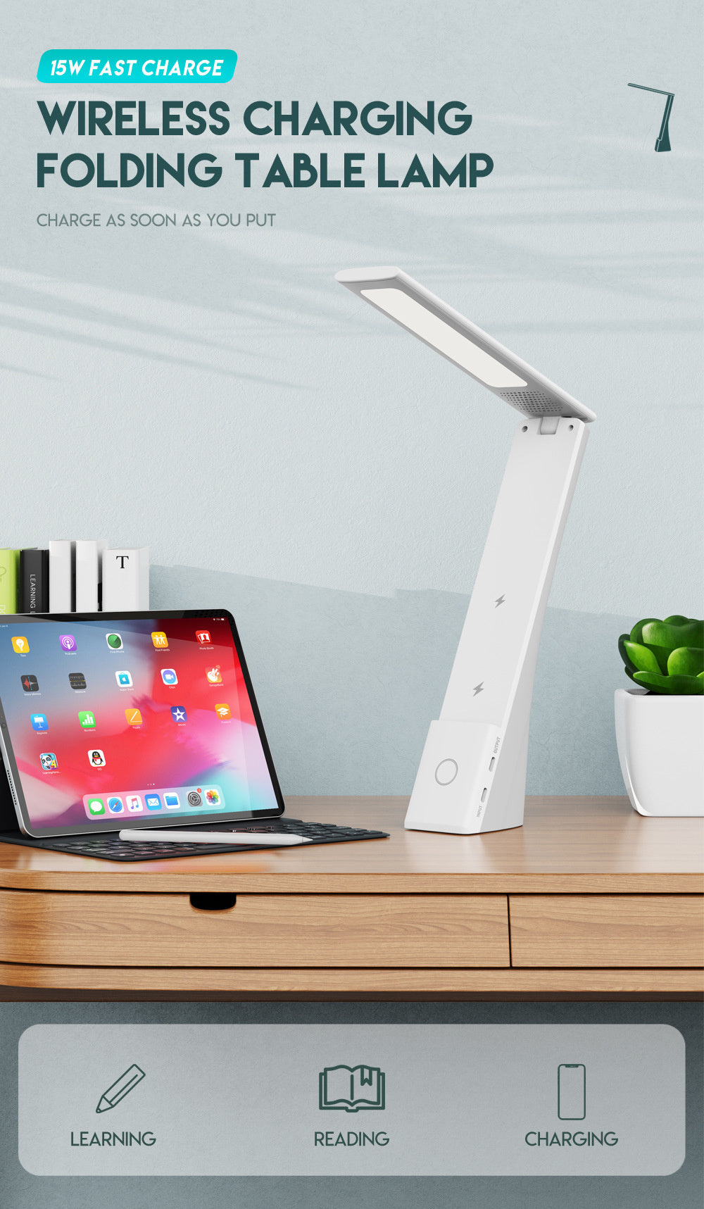 Plastic Foldable Table Lamp Wireless Charging Bracket Personalized Creative Multifunctional Three-in-one