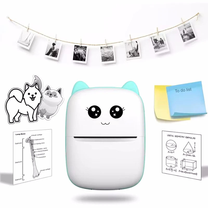 Portable Thermal Printer Mini Cat Print Photo Pocket Thermal Label Printer 58mm Printing Wireless Bluetooth Android IOS Printers